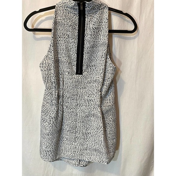 Jabot Sleeveless Blouse Large by Central Park West Black White NEW - Picture 4 of 6